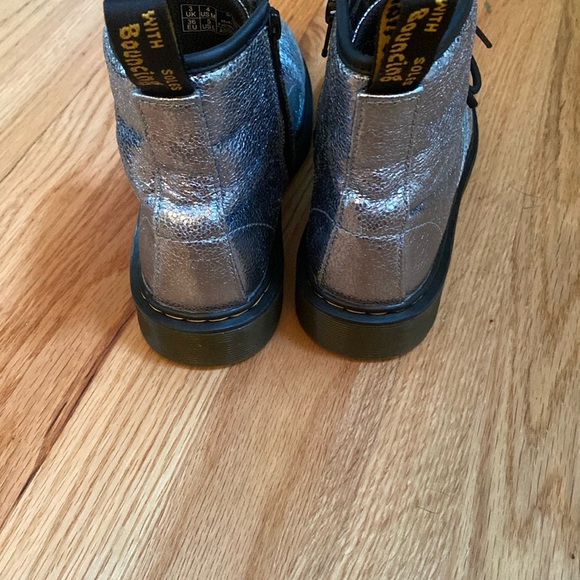 Dr. Martens Blue Metallic 1460 Kids Boots - Picture 3 of 5